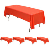 5 Pack Red Rectangle Plastic Table Covers, PVC Waterproof Disposable Tablecloths