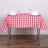 54"x54" White Red Buffalo Plaid Square Tablecloth, Checkered Gingham Polyester Tablecloth