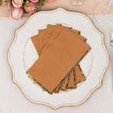 50 Pack Terracotta Soft 2 Ply Disposable Party Napkins with Gold Foil Edge