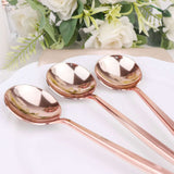 Glossy Blush/Rose Gold Heavy Duty Plastic Silverware Spoons, Premium Disposable Flatware Cutlery