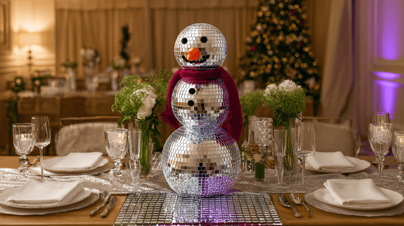 Disco Ball Snowman Table Centerpiece