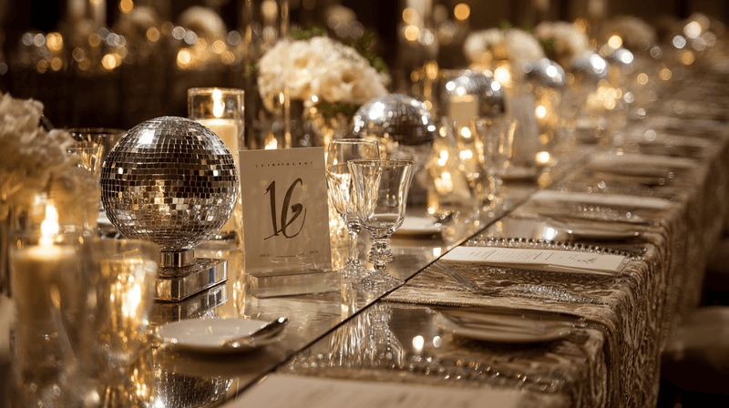 Table Numbers with Disco Ball