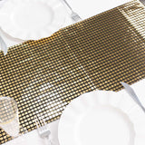 Shiny Black Gold Foil Linen Table Runner Disco Mirror Ball Theme, Polyester Table Runner