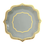 25 Pack White Sage Green 10inch Scallop Rim Dinner Party Paper Plates, Disposable Plates#whtbkgd