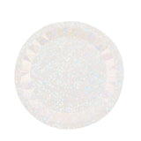 Round Iridescent Geometric Foil Paper Charger Plates, Disposable Serving Trays - 400 GSM#whtbkgd