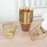 25 Pack 9oz Crystal Gold Rimmed Short Disposable Tumbler Glasses