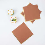 50 Pack | 2 Ply Soft Terracotta With Gold Foil Edge Dinner Paper Napkins