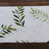 11x108inch White Green Non-Woven Olive Leaves Print Table Runner, Spring Summer Kitchen Dining