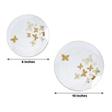 Set of 20 Clear Gold Butterfly Plastic Party Plates, Round Disposable Dinner