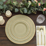 25 Pack | 10inch Khaki Gold Rim Sunray Disposable Dinner Plates