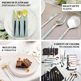 24 Pack | Rose Gold 8inch Modern Flatware Set, Heavy Duty Plastic Silverware With Blush Handles