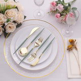 24 Pack Metallic Gold With Dusty Sage Silverware Set, 8inch Modern Premium Plastic Utensil Set