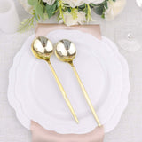 Glossy Gold Heavy Duty Plastic Silverware Spoons Cutlery, Premium Disposable Sleek Flatware