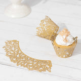 25 Pack Gold Butterfly Lace Pattern Paper Cupcake Wrappers, 3inch Round Muffin Liner Cups