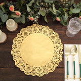 50 Pcs | 12inch Round Gold Lace Paper Doilies, Food Grade Paper Placemats