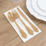 72 Pack Matte Gold Plastic Silverware Set in Baroque Style, Heavy Duty Disposable Forks