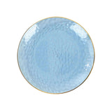 10 Pack Transparent Dusty Blue Hammered Plastic Salad Plates with Gold Rim#whtbkgd