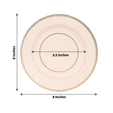 25-Pack Paper 8inch Round Dessert Plates in Blush Sunray Design with Gold Rim - Disposable