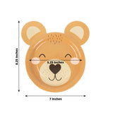 25 Pack Brown Teddy Bear Dessert Salad Paper Plates, 7inch Round Animal Eco-Friendly Baby Shower 