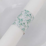 50 Pack White Green Paper Napkin Holder Bands with Eucalyptus Leaves