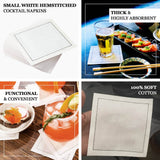 50-Pack Cotton Cocktail Napkins White 4.5"x4.5" - Disposable Napkins for Luxury Party