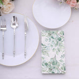 20 Pack Green Eucalyptus Leaf Print Disposable Napkins, Soft 2-Ply Boho Style Paper Dinner Napkins