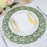 6 Pack | 15inch Olive Green Paper Fiber Woven Placemats, Round Table Mats