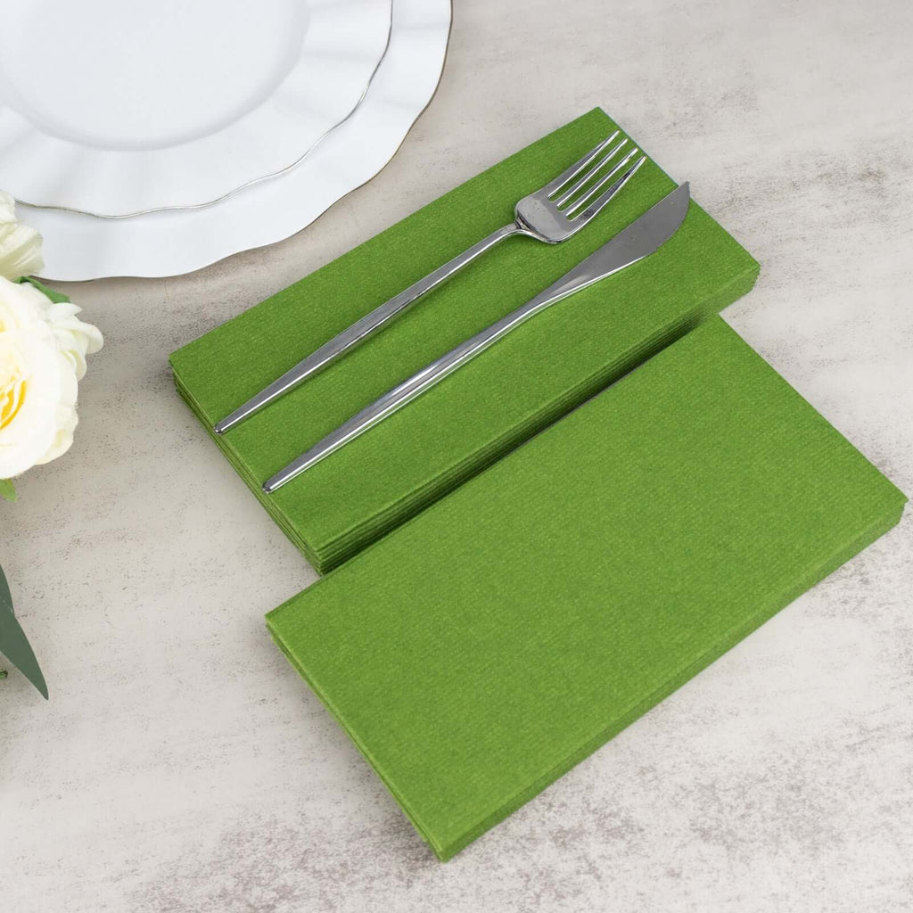 Linen-Like Paper Napkins Olive Green | TableclothsFactory