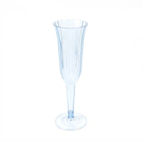 24-Pack Plastic Champagne Flutes Transparent Dusty Blue Flared Design - Lightweight#whtbkgd