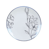 Set of 20 White Plastic Dinner Dessert Plates With Metallic Blue Floral