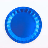 25 Pack | Geometric Royal Blue Foil Dinner Paper Plates, Disposable Party Plates - 400 GSM#whtbkgd