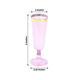 12 Pack Transparent Purple Disposable Champagne Flutes with Gold Rim, 5oz Plastic Toasting