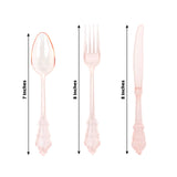 72 Pcs Plastic Silverware Set in Baroque Style Transparent Blush