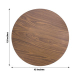 6 Pack Brown 13inch Disposable Charger Plates With Walnut Wood Design, Round Paper Serving Plates