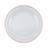 10 Pack | 10inch Très Chic Rose Gold Rim Clear Disposable Dinner Plates, Plastic Party Plates