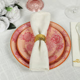 50 Pcs Dusty Rose Spring Floral Disposable Plates with Gold Rim, Heavy Duty Round Dinner and Dessert