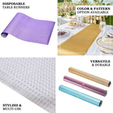 9Ft Silver Glamorous Honeycomb Print Table Runner, Disposable Paper Table Runner - Geometric Design