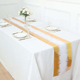 108inch Metallic Gold / White Icicle Print Non-Woven Foil Table Runner