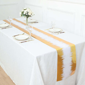 Disposable Table Runner Roll 108" Metallic Gold Foil Icicle Pattern - Stylish Non-Woven Table Decor for Special Occasions