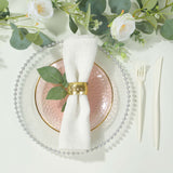 10 Pack Transparent Blush Hammered Plastic Salad Plates with Gold Rim,