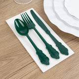 72 Pack Hunter Emerald Green Plastic Silverware Set in Baroque Style