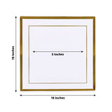 10 Pack - 10inch Gold Trim White Square Plastic Disposable Dinner Plates