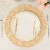 6 Pack | 15inch Beige Paper Fiber Woven Placemats, Round Table Mats