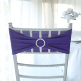 5 pack | 5"x14" Purple Spandex Stretch Chair Sash with Silver Diamond Ring Slide Buckle