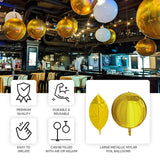 4-Pack Gold 4D Orbz Balloons, Metallic Mylar Foil Sphere Balloons for Party Supplies, Helium