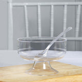 24 Pack | 6oz Crystal Clear Footed Disposable Dessert Cups With Spoons