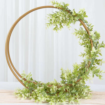 Double Frame Hoop Table Centerpiece Metal Gold - Wedding Cake Display & Flower Stand 24"