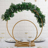 Gold Double Metal Hoop Wedding Centerpiece, Flower Stand