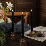 5 Pack | 9inch Black Premium Unscented Ribbed Wax Taper Candles