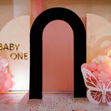 8ft Black Spandex Fitted Open Arch Wedding Arch Cover, Double-Sided U-Shaped Backdrop Slipcover